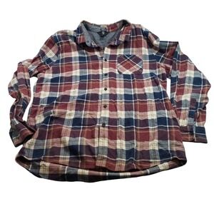 Volcom Mens Modern Fit Flannel Shirt XXL Red Blue Plaid